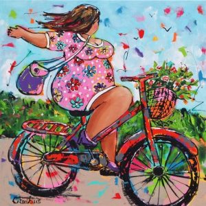 diamond painting dikke dames op de fiets
