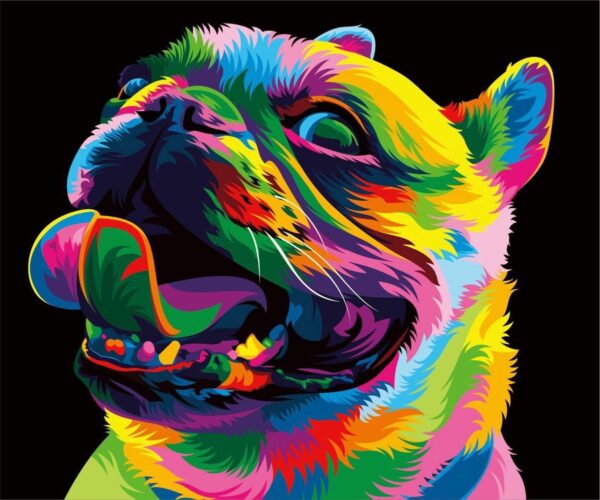 diamond painting gekleurde hond