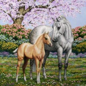 diamond painting paard met veulen