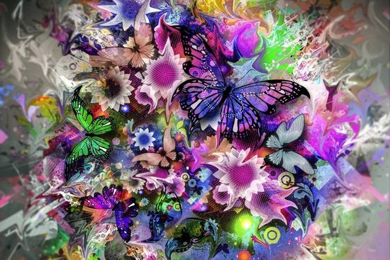 diamond painting vlinder met bloem