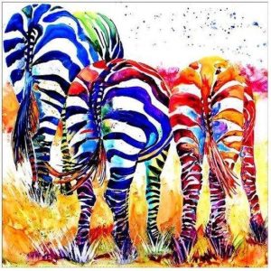 Diamond painting kleurrijke zebra
