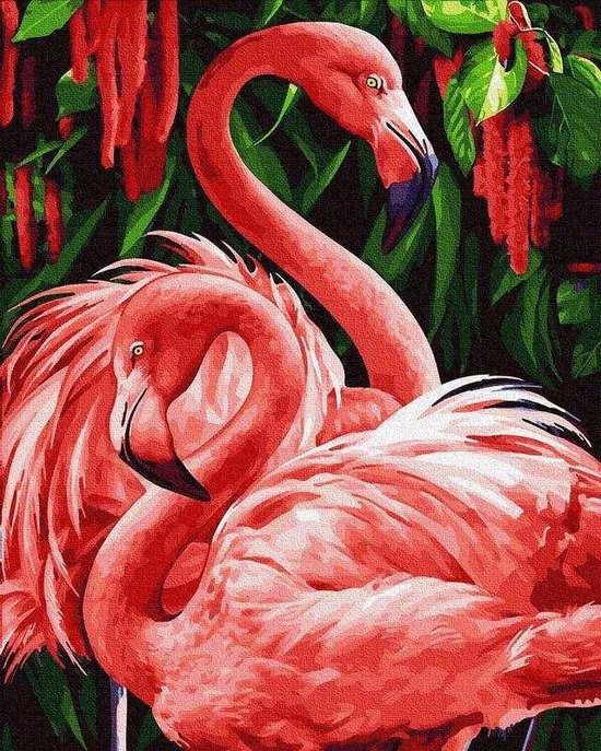 diamond painting flamingo's in de natuur