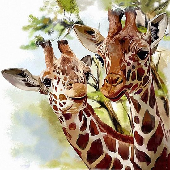Diamond painting vriendelijke giraffe